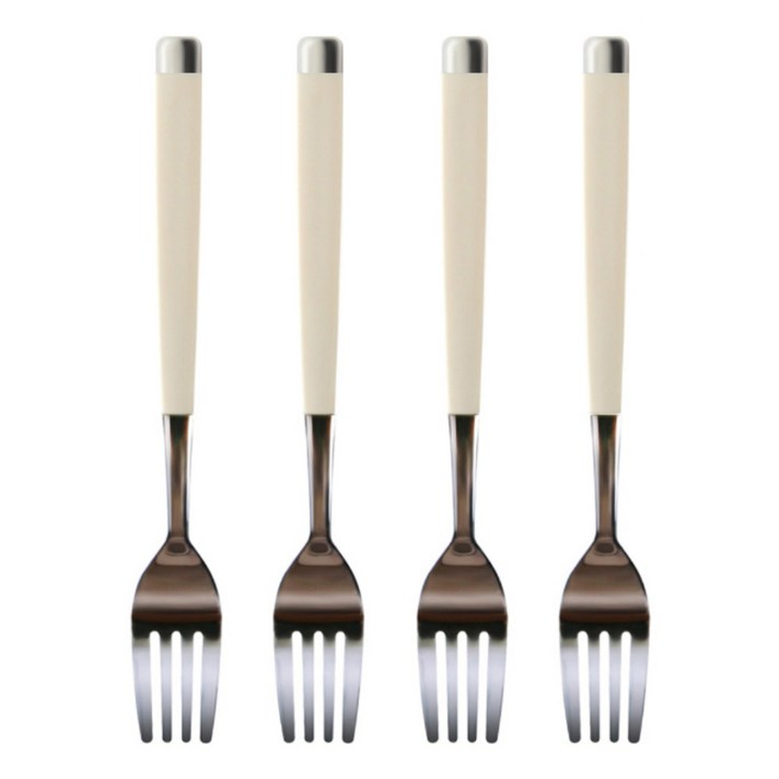 프렌치블랑 디저트 과일포크, 실버크림, 4개