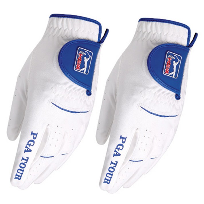 PGA투어 남성용 반양피 맥스 핏 골프장갑 왼손용, 화이트, 2개