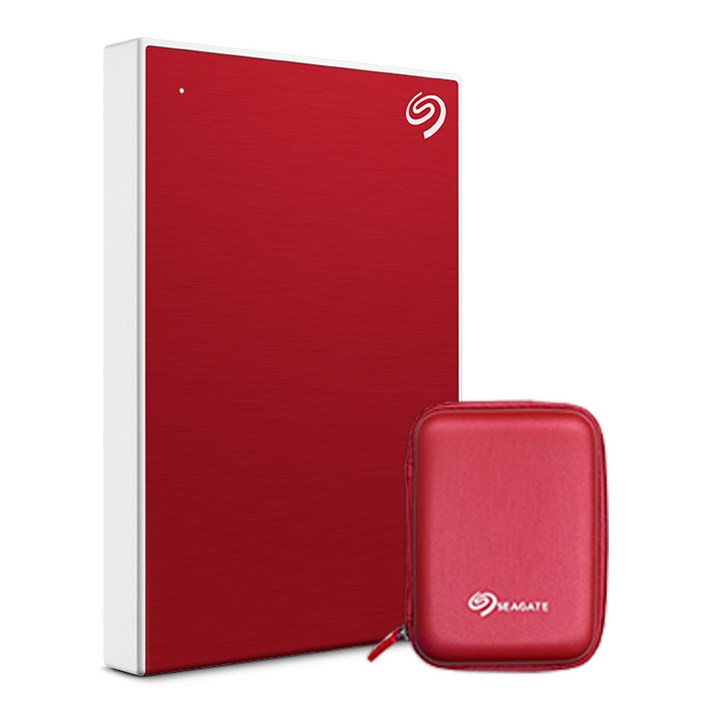 씨게이트 외장하드 Backup plus Slim + Rescue + 파우치, 1TB, Red