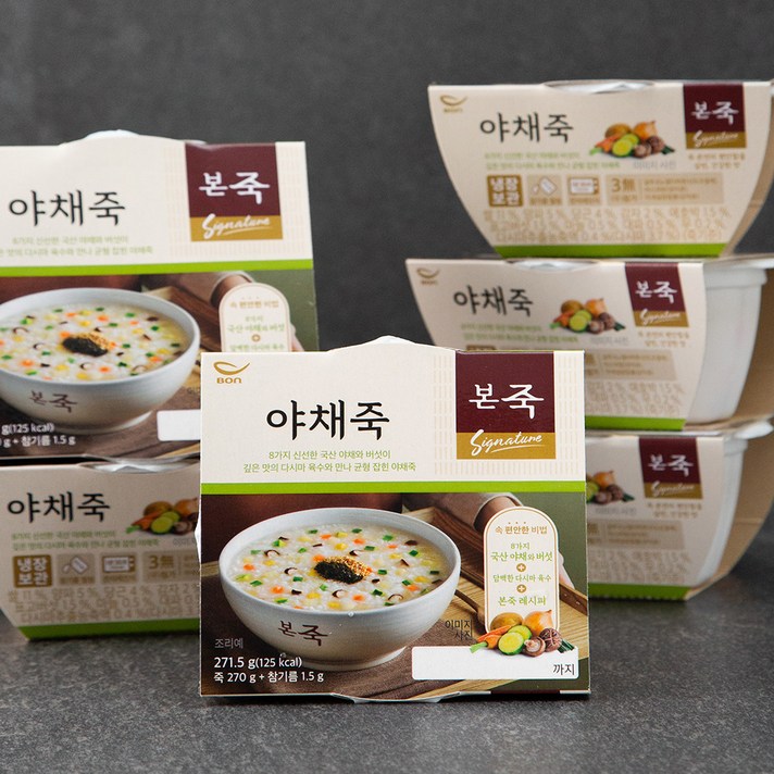 본죽 아침엔 야채죽, 271.5g, 6개