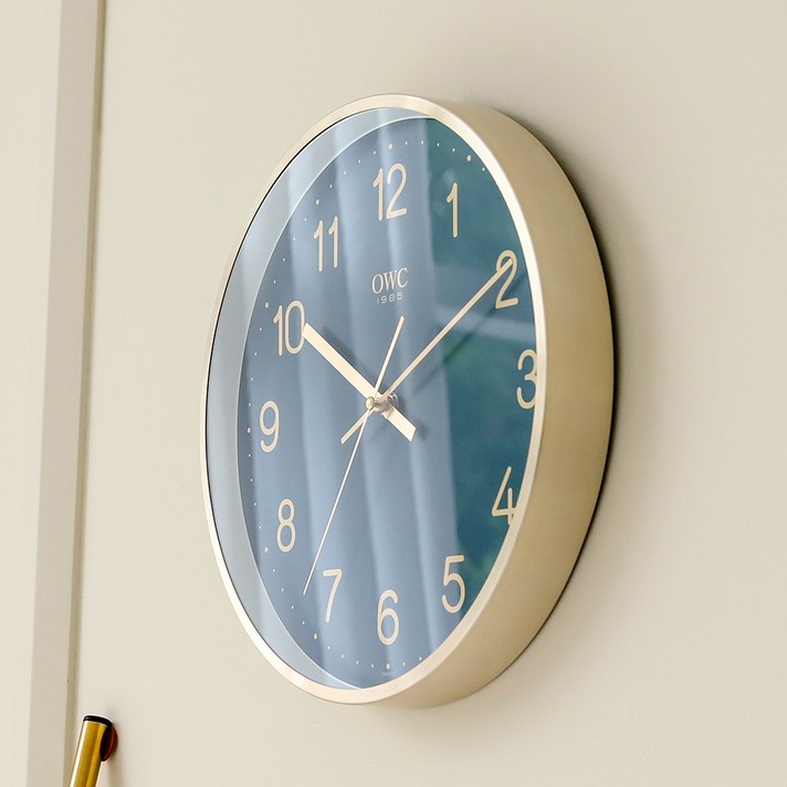 오리엔트 샤이니골드 슬림 메탈 프레임 벽시계 OTM901G, 네이비골드