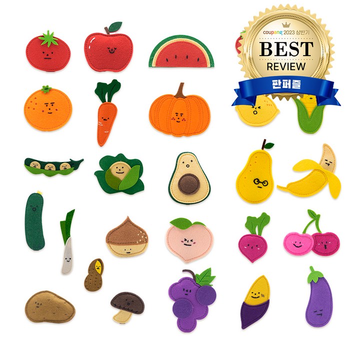 노리터 과일 + 채소 유아 펠트자석교구 세트, 1세트, 27피스