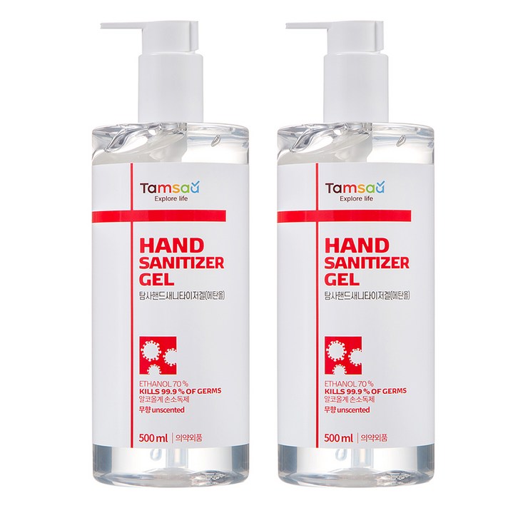 탐사 핸드 새니타이저 겔, 500ml, 2개입