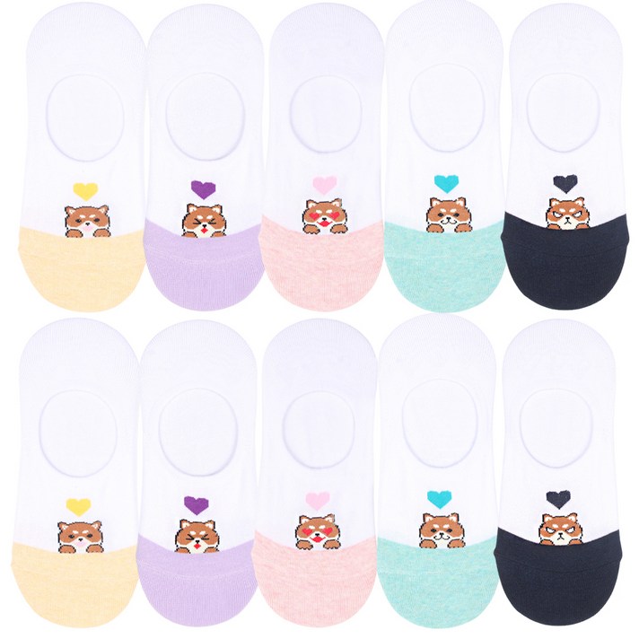 두발로 여성용 깜찍치바 페이크삭스 양말 10켤레