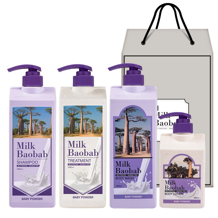 비오클라쎄 밀크바오밥 오리지널 헤어바디 베이비파우더 4종 세트, 1세트