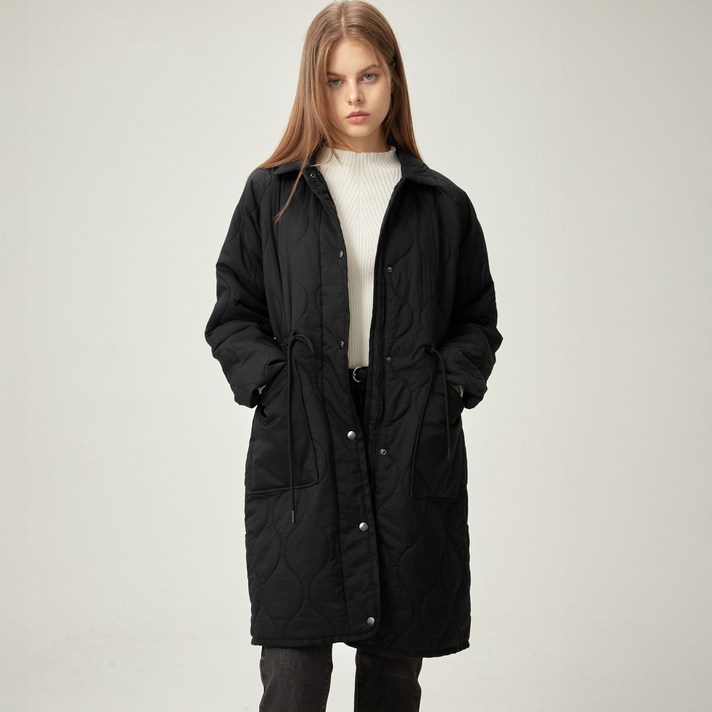 ELLEPARIS 여성용 라글란 퀼팅 롱 패딩 점퍼