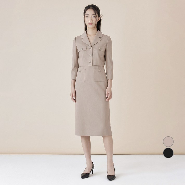 라인어디션 여성용 H라인 카라 롱 원피스