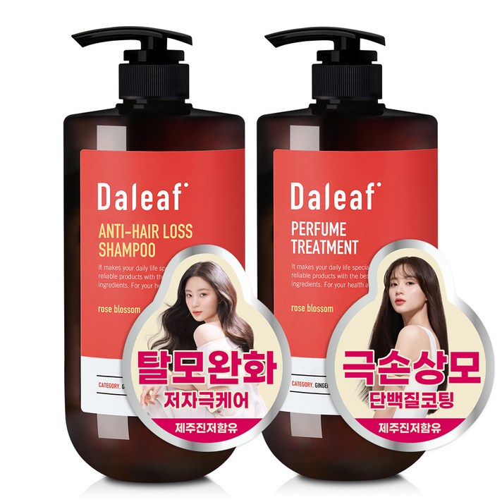 달리프 진저 베러 퍼퓸 로즈블라썸향 탈모 완화 헤어케어세트 샴푸 1000ml + 퍼퓸 트리트먼트 1000ml, 1세트