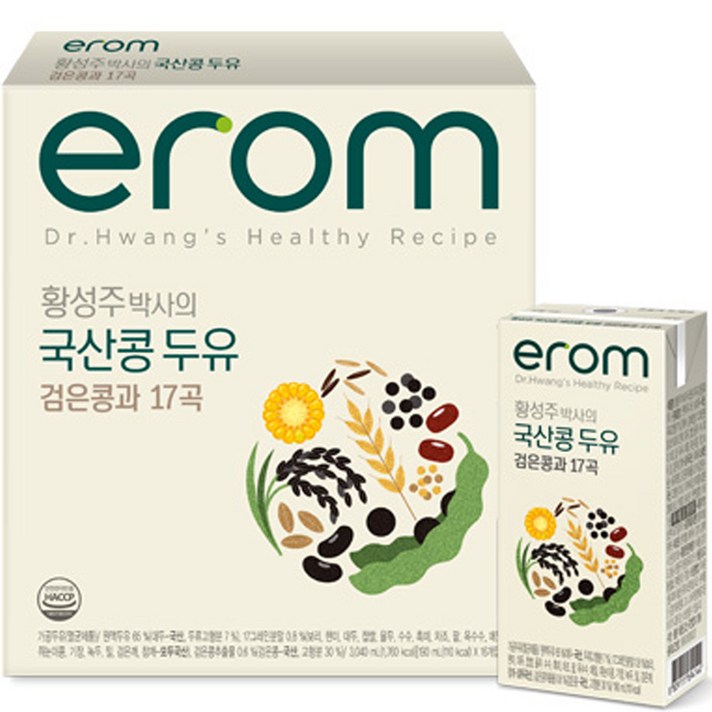 
                                                        이롬 황성주 국산콩 두유 검은콩과 17곡, 190ml, 16개
                                                    