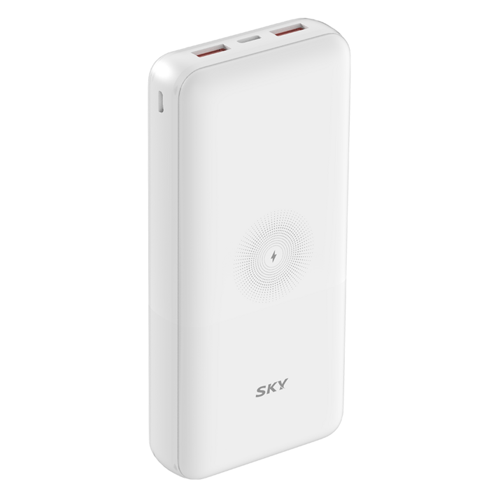 스카이 필 WX20 고속충전 PD 대용량 무선 보조배터리 20000mAh 멀티단자 화이트 SKY-WX20PD