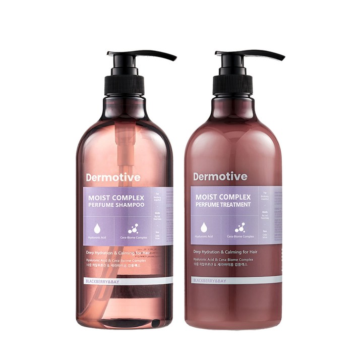 더모티브 모이스트 컴플렉스 퍼퓸 샴푸 블랙베리앤베이향 1L + 트리트먼트 1L 세트, 1세트