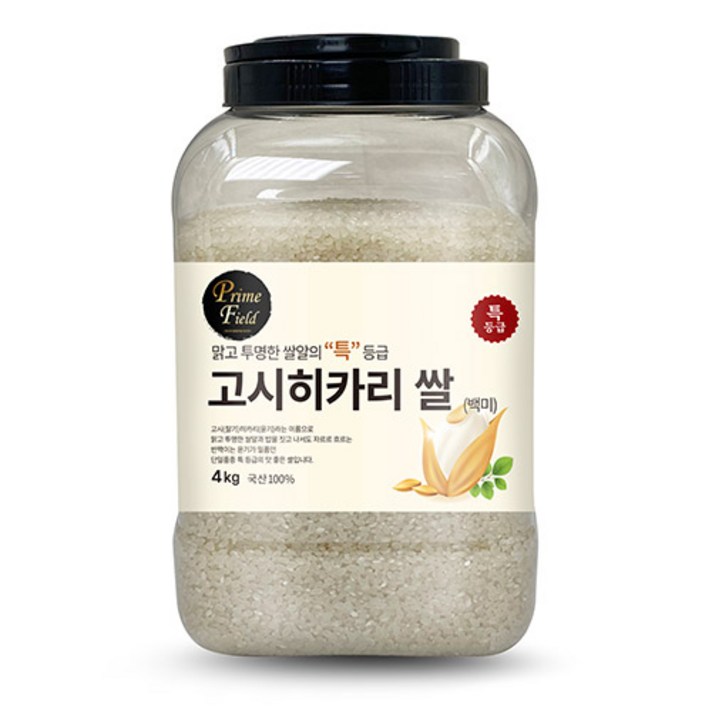  Prime Field 2023년산 햅쌀 고시히카리 백미 특등급, 4kg, 1개 