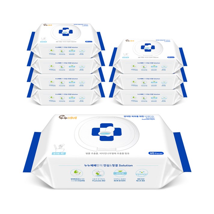 
                                                        누누베베 연약한 피부를 위한 비데물티슈 캡형, 60매, 8팩
                                                    