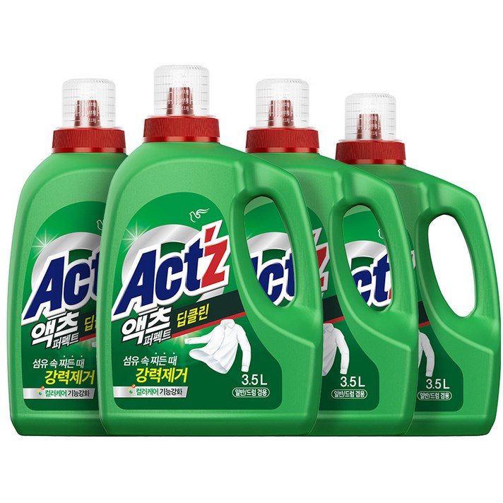  액츠 퍼펙트 딥클린 액상세제 본품, 3.5L, 4개 