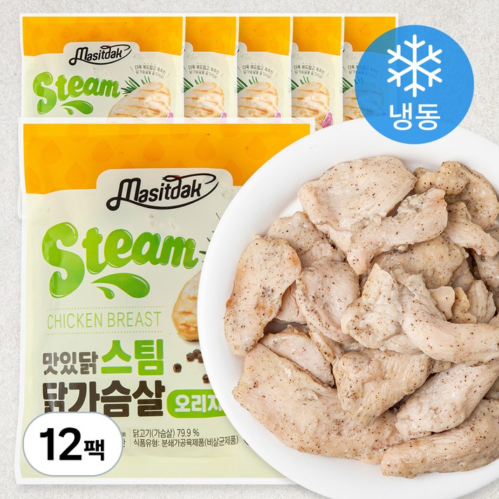  맛있닭 스팀 닭가슴살 오리지널 (냉동), 100g, 12팩 