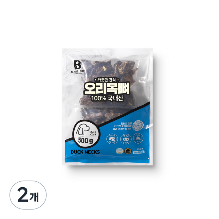 빈즈라이크 오리목뼈 강아지 간식, 오리, 2개