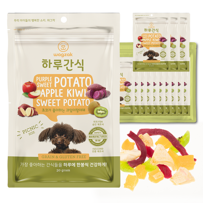 
                                                        와그작 강아지 하루간식, 자색고구마 + 키위 + 사과 + 고구마 혼합맛, 14개입
                                                    
