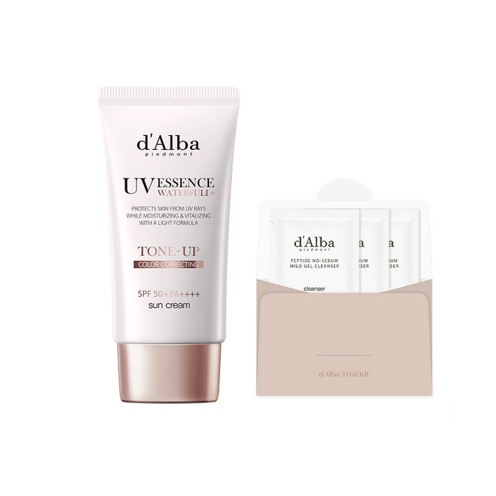 달바 워터풀 톤업 선크림 SPF 50+ PA++++ 50ml + 약산성 젤클렌저 9ml 세트, 1세트