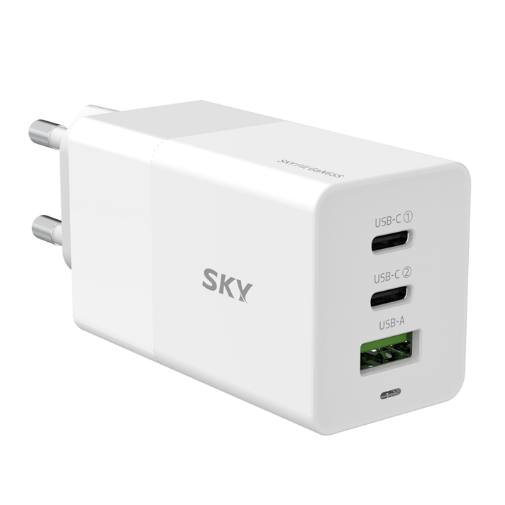 스카이 필 GaN65S USB-PD 고속 3포트 멀티충전기 어댑터 65W ZX-3U10T, 화이트, 1개