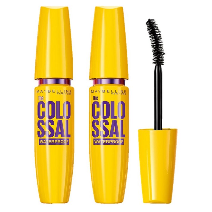 메이블린 뉴욕 콜로썰 워터프루프 마스카라 9.2ml, 리얼 블랙, 2개