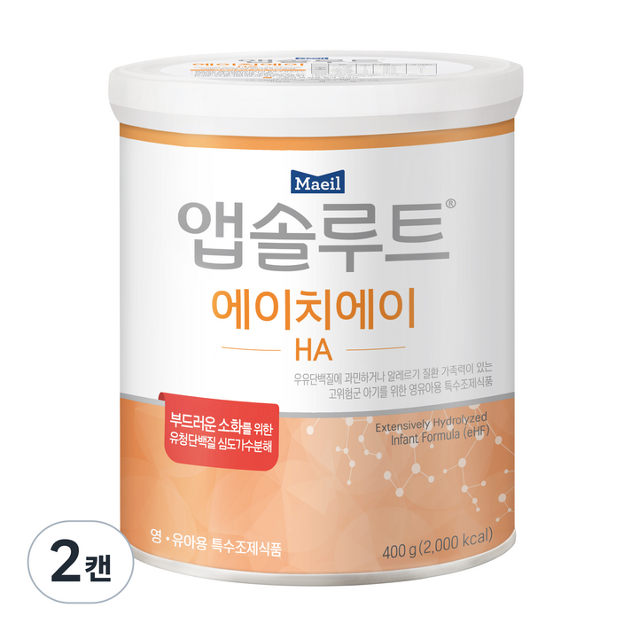매일유업 앱솔루트 에이치에이 분유, 400g, 2캔