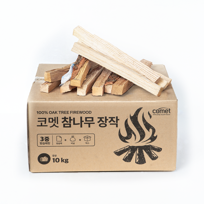 코멧 3중 방습 국산 참나무 장작, 10kg, 1개