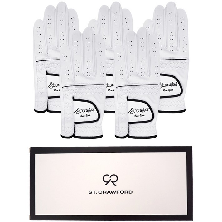 
                                                        쌩크로포드 남성용 올양피 플렉스 그립 골프장갑 왼손착용 5p, 화이트
                                                    