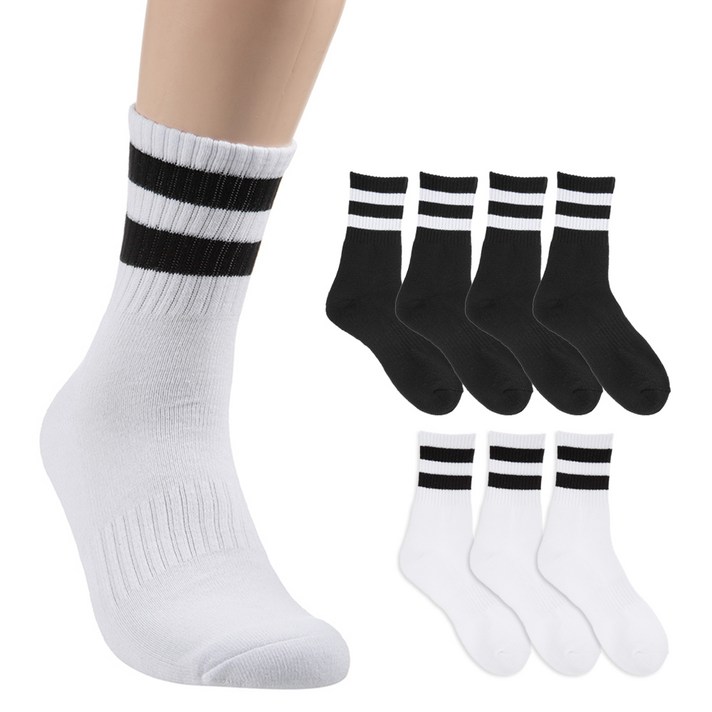 베이스알파 에센셜 남성용 스포츠 파일 쿠션 장목 양말 8켤레, 혼합색상