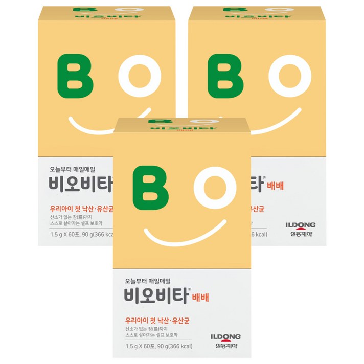 비오비타 배배 낙산균 유산균 분말 스틱, 60포, 3개