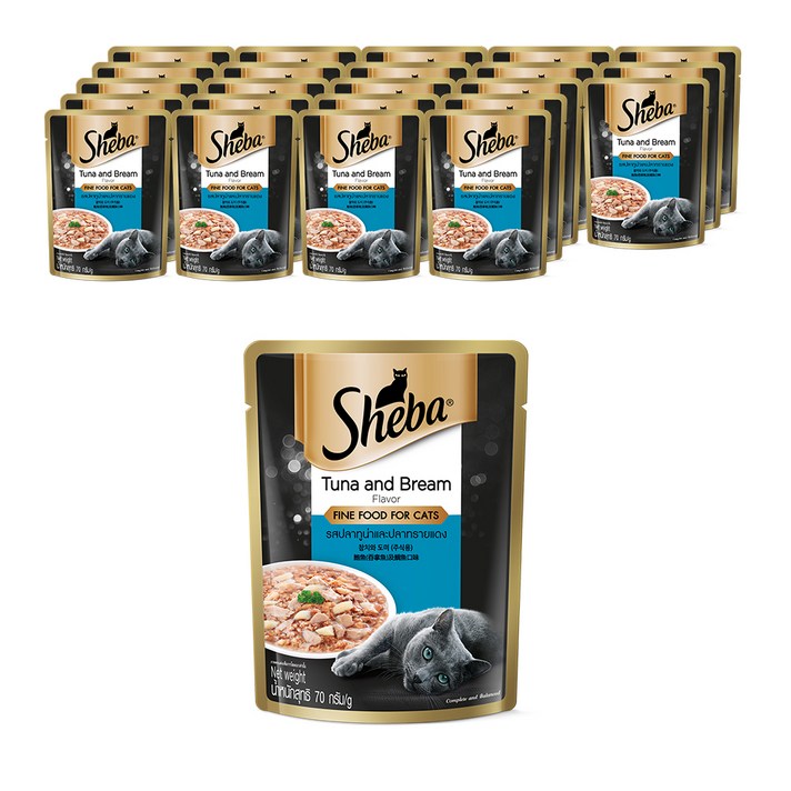 쉬바 12개월 이상 파우치 참치와 도미 습식사료, 참치도미, 70g, 24개