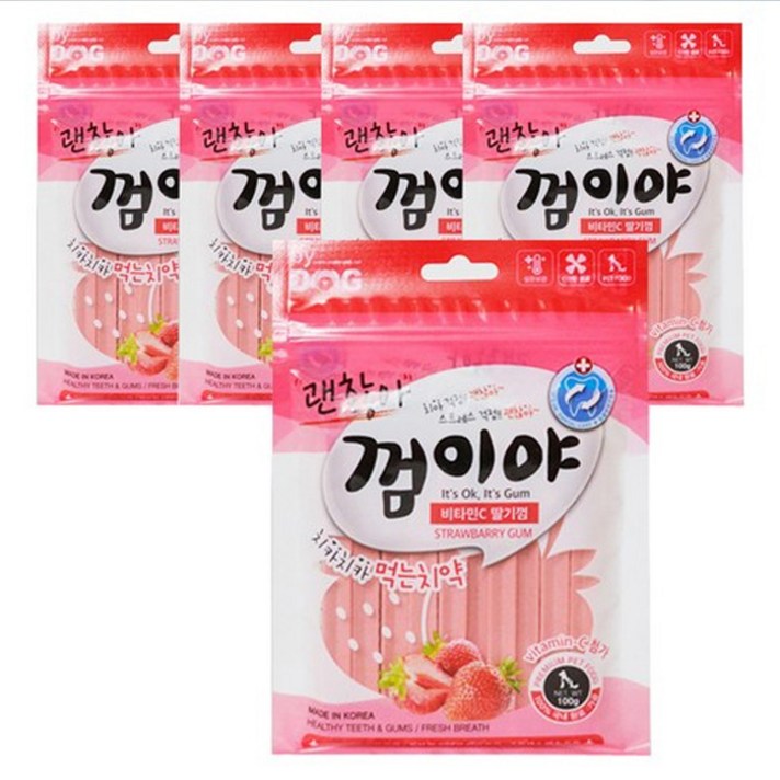 바이독 강아지 괜찮아 껌이야, 비타민C 딸기, 5개입