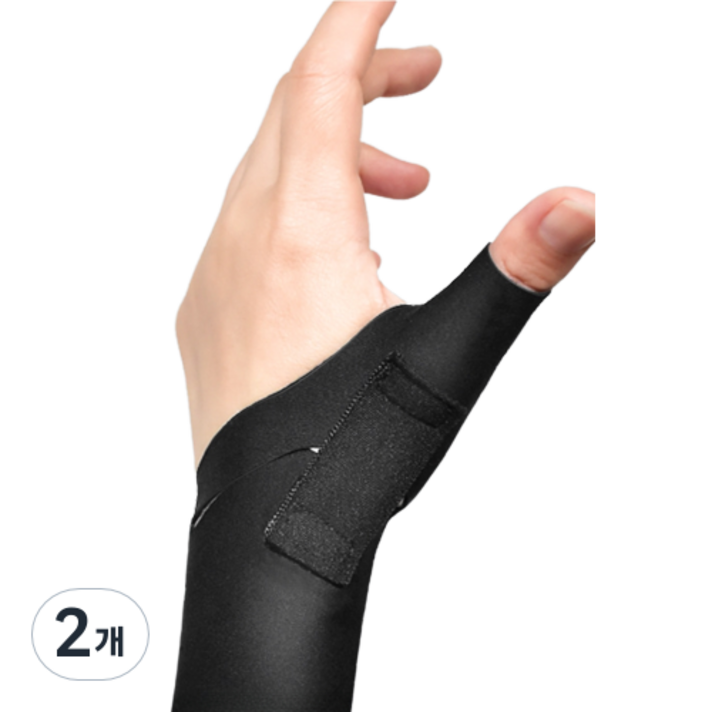 바디락 슬림핏 엄지손가락 고정용 손목 보호대 왼손 블랙, 2개