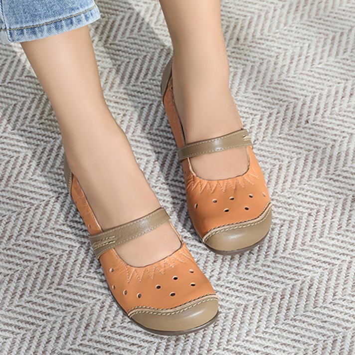 제이슈 가죽 수제 산뜻템 펀칭 단화 4.5cm