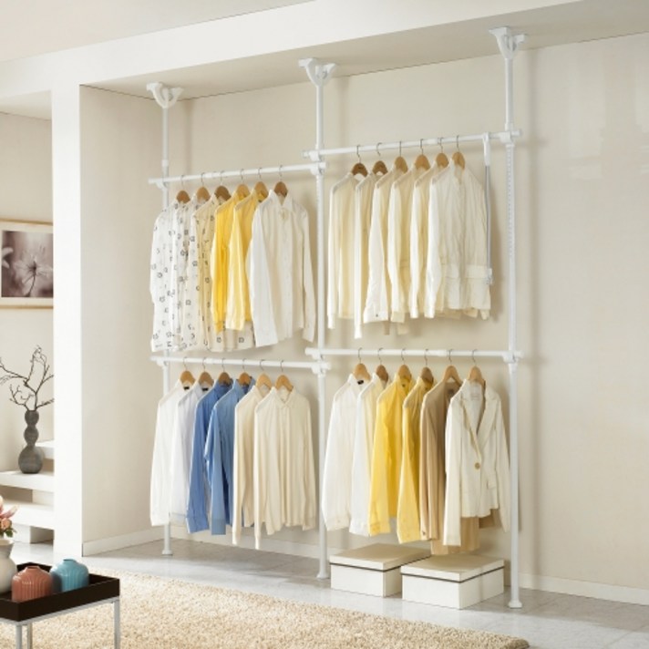  이지온 국민튼튼 드레스룸 4단 시스템 인테리어 행거 EO-304, 화이트 