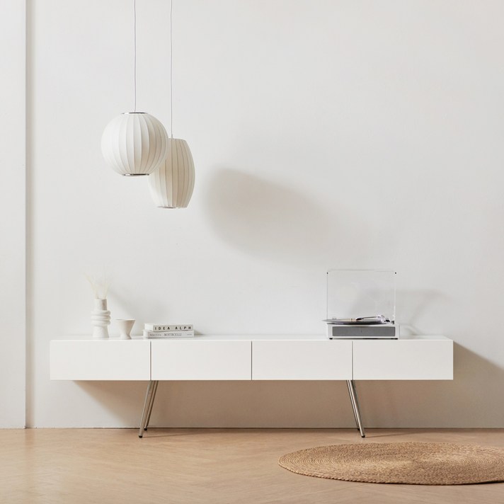  하모벨 엠마 브릭2 실버 거실장 2000 방문설치, 화이트 