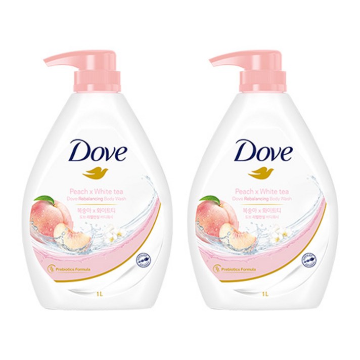 도브 화이트 피치 바디워시, 2개, 1L