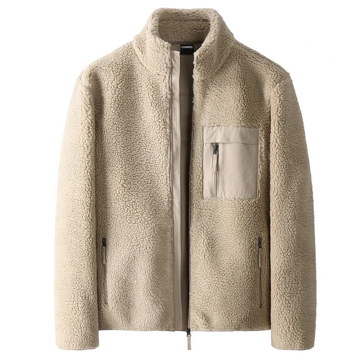 언탭트 남성용 스탠다드핏 쉐르파 플리스 집업 자켓