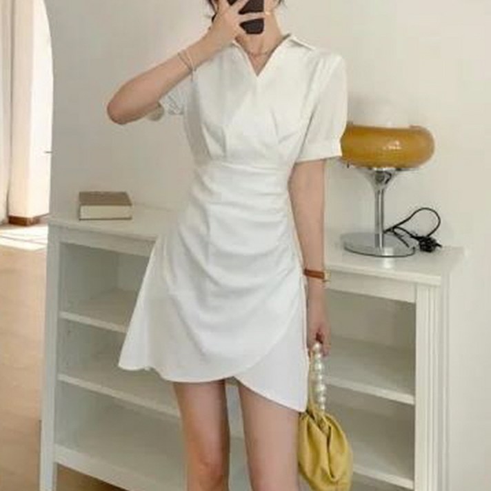 피어니스트 튤립 반팔 카라 원피스 피어니스트 튤립 반팔 카라 원피스