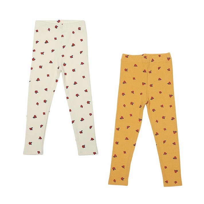 레인보우키즈 아동용 플라워 골지 레깅스 2종세트