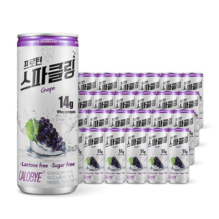 칼로바이 프로틴 무설탕 스파클링 포도맛, 24개, 240ml