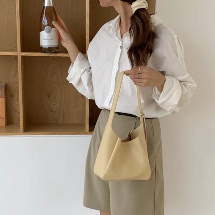 지니얼 여성용 숄더 버킷 크로스 미니 무지 심플 핸드백 GA2631