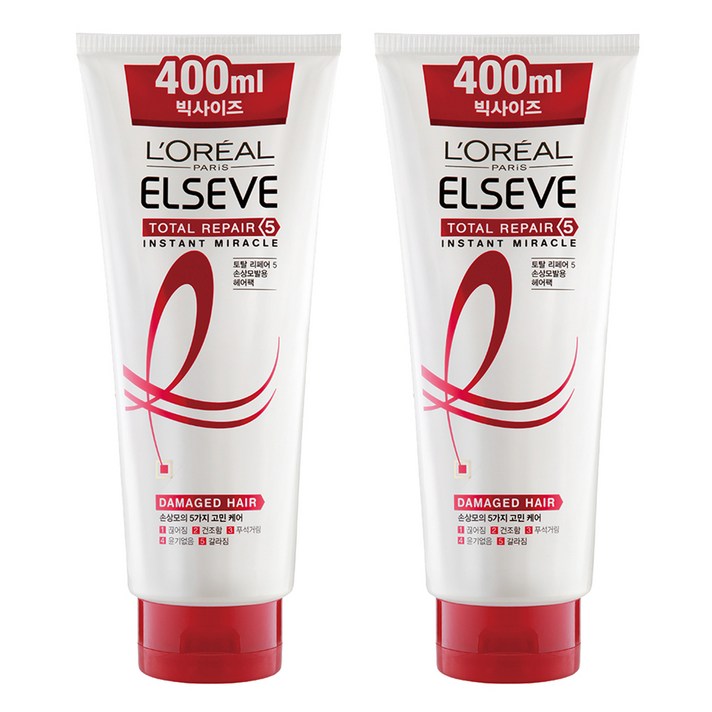 로레알파리 토탈리페어5 인스턴트 미라클 헤어팩, 400ml, 2개