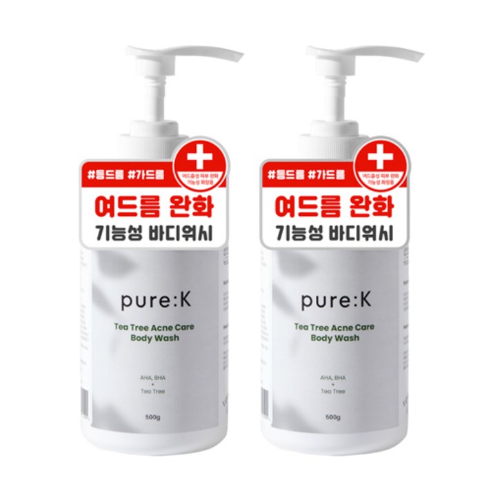 퓨어케이 티트리 아크네 케어 바디워시 라임앤바질향, 500g, 2개