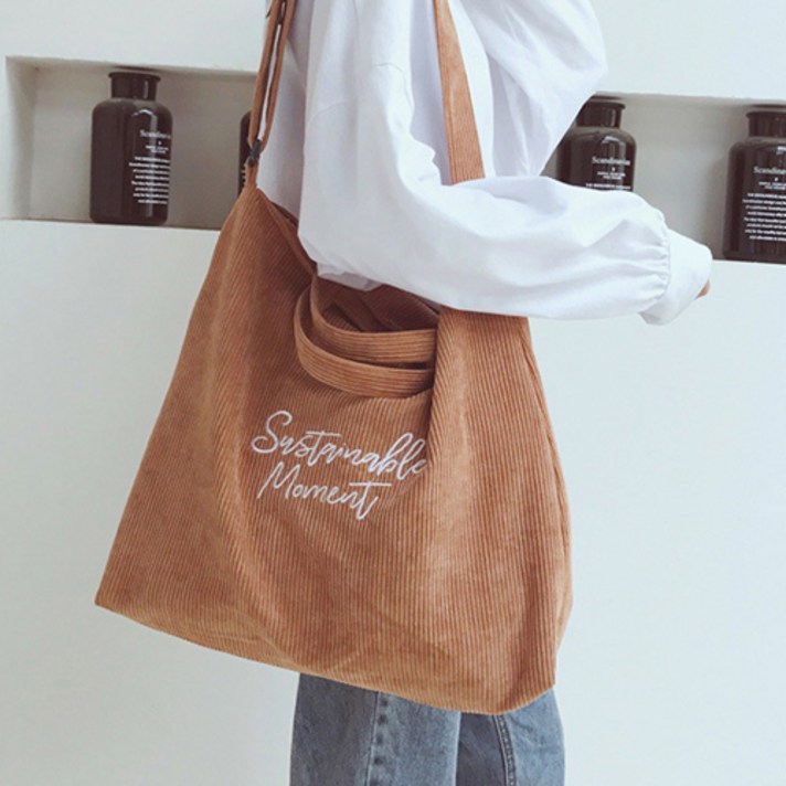 지니얼 데일리 코듀로이 레터링 크로스 겸 에코백 GA2568