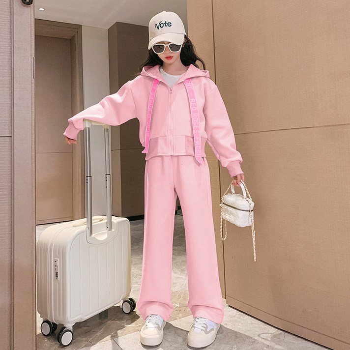 키즈목마 여아 츄리닝 상하복 주니어 집업 후드티 바지세트 운동복 176