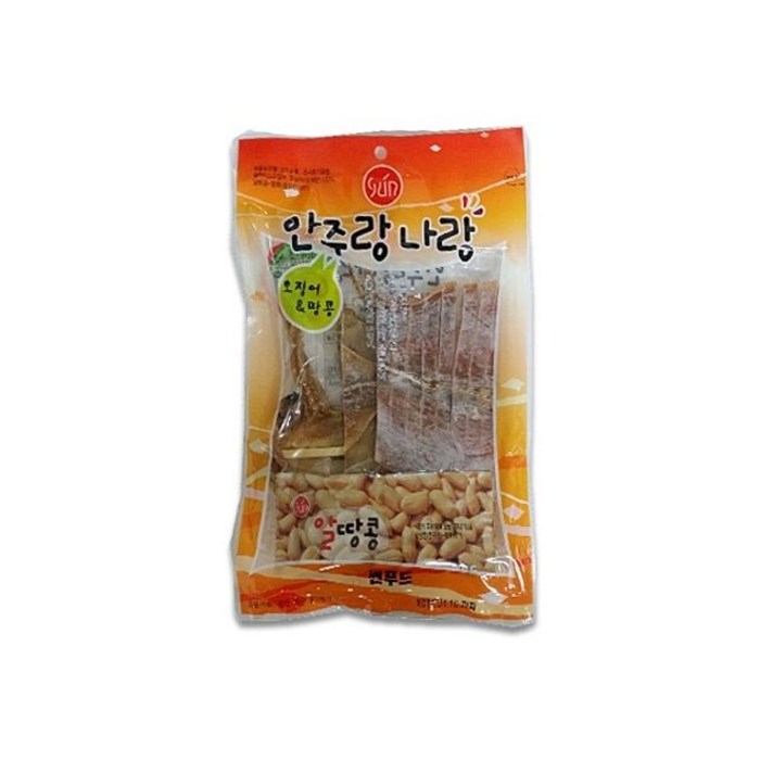 썬푸드 썬푸드) 오징어땅콩 75g x 5개 술안주 (간식/마른/안주/자반/안주도매/게살/맛살/수산가공식품/가공식품/식품 추천), 1개
