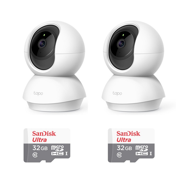 11 총2대티피링크 Tapo C200Tapo TC70 200만화소 360도회전 실내무선카메라 홈CCTV 야간흑백전환, 선택2 Tapo C200TC70메모리32G2대