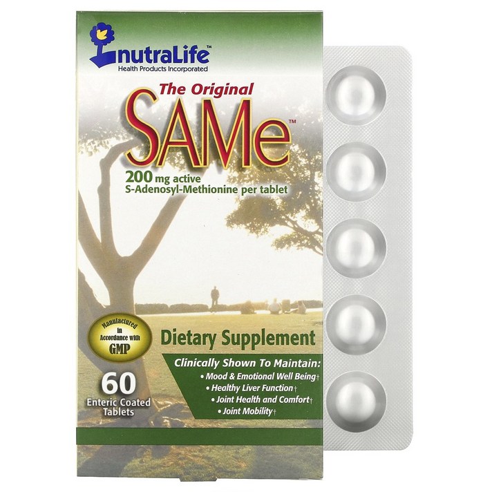 뉴트라라이프 NutraLife The Original SAMe 200 mg 60 Enteric Coated Tablets
