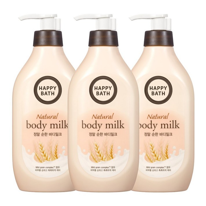 해피바스 정말 순한 바디밀크로션, 450ml, 3개