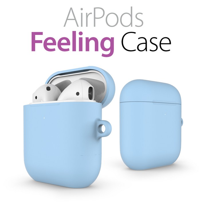 에어숨 에어팟 소프트필링 케이스 블루투스 이어셋, 블루, 에어숨 소프트필링 케이스